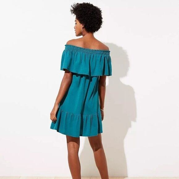 LOFT Beach Bardot Off The Shoulder Dress Green Womens Large - Picture 9 of 9